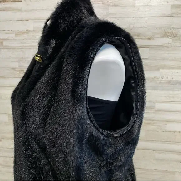 St. John Collection by Marie Gray Faux Fur Jacket Vest Womens Size XS Black - Picture 5 of 16